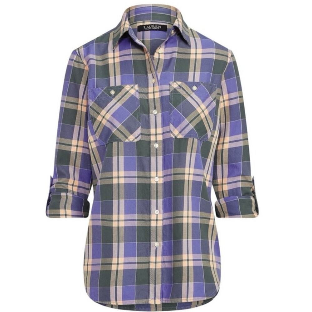Ralph Lauren Lavender Purple Cotton Plaid Twill Shirt size PXS TP